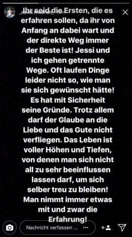 So verkündete David die Trennung auf Instagram. 