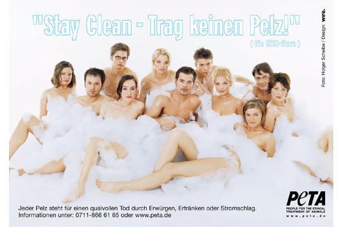 2003 zogen sich einige Darsteller der Soap Gute Zeiten, Schlechte Zeiten für Peta aus.

© Holger Scheibe