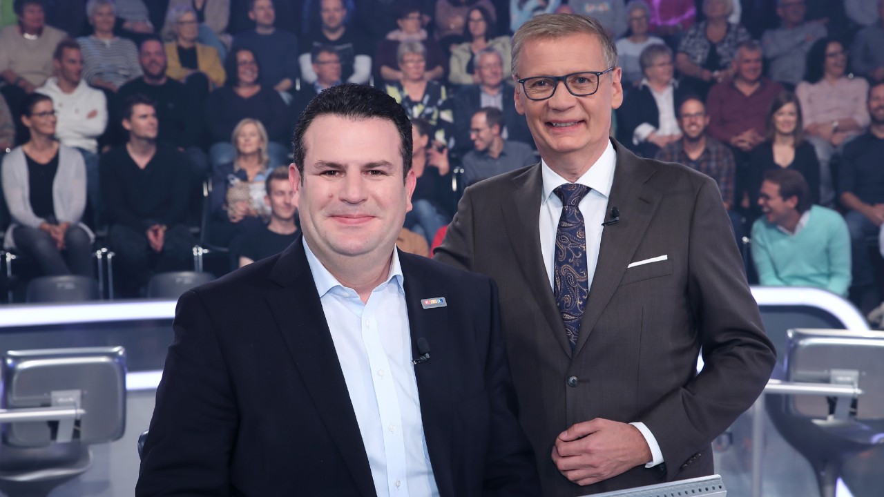 Moderator Günther Jauch mit Hubertus Heil