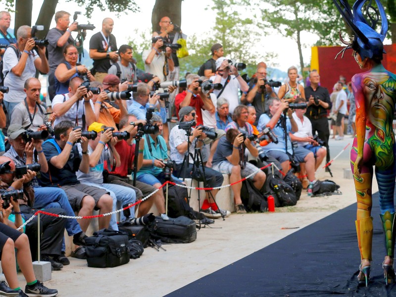 Schaulaufen vor der Presse: Am Freitag begann im österreichischen Pörtschach das 19. „World Bodypainting Festival“.