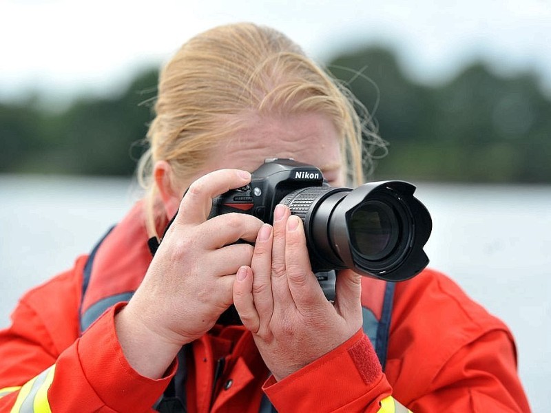 Halterner Stausee am Donnerstag, 06.09.2012. Zwei roemische Flusskriegsschiffe treten gegeneinander in einer Wettfahrt an. Ruderer aus der Region und Studenten der Wilhelm-Universität Münster rudern unter Hochleistungsbedingungen für die Wissenschaft, Sportmediziner nehmen die Werrte auf.Foto: Joachim Kleine-Büning/WAZ FotoPool