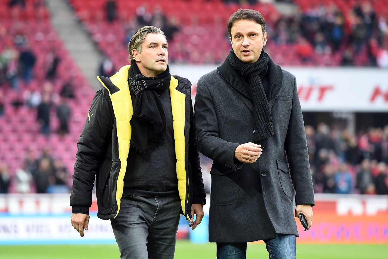 Michael Zorc und Sascha Fligge erlebten am Donnerstag einen ungewöhnlichen PK-Moment.