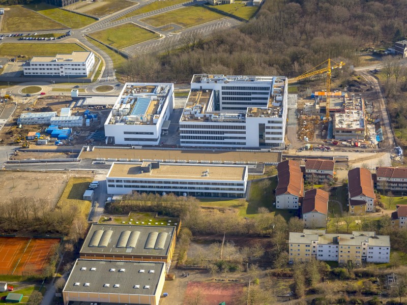 Neubau der Fakultät für Sportwissenschaft am BioMedizinPark, Gesundheitscampus Bochum, Nähe Ruhruniversität,  Bochum, Ruhrgebiet, Nordrhein-Westfalen, Deutschland