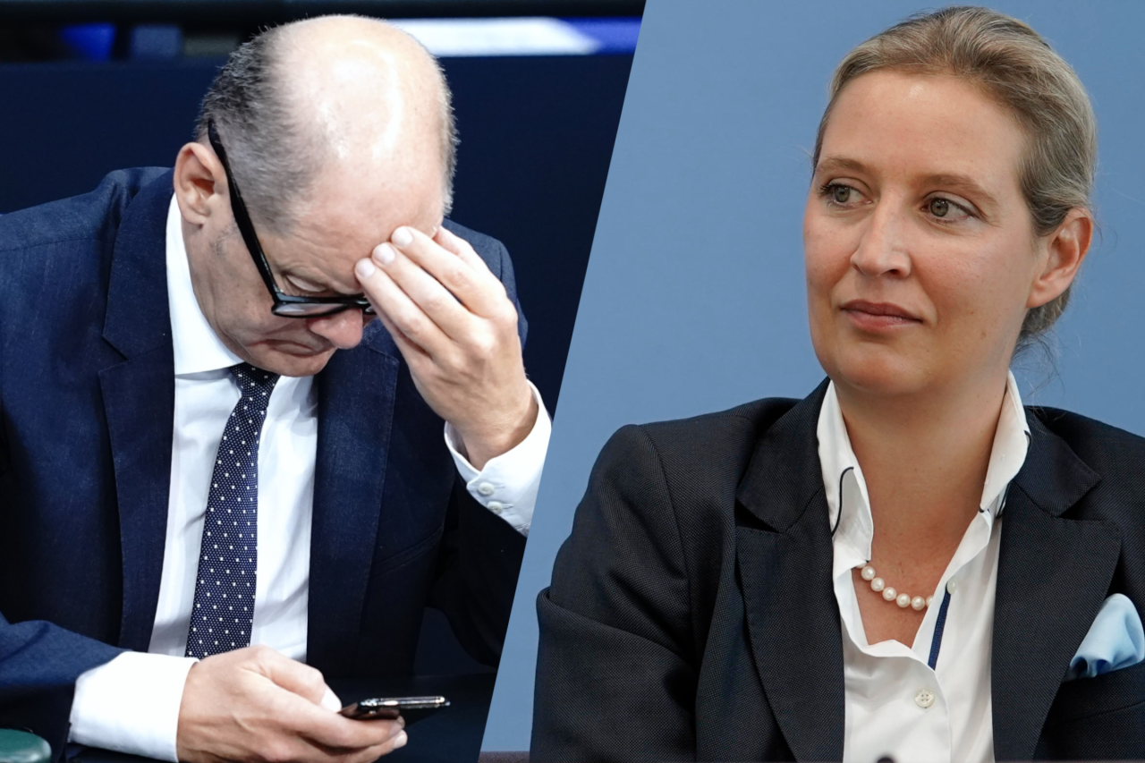 Umfrage-Absturz für Scholz-Partei SPD, im Aufwind dagegen die AfD von Co-Parteichefin Alice Weidel. 