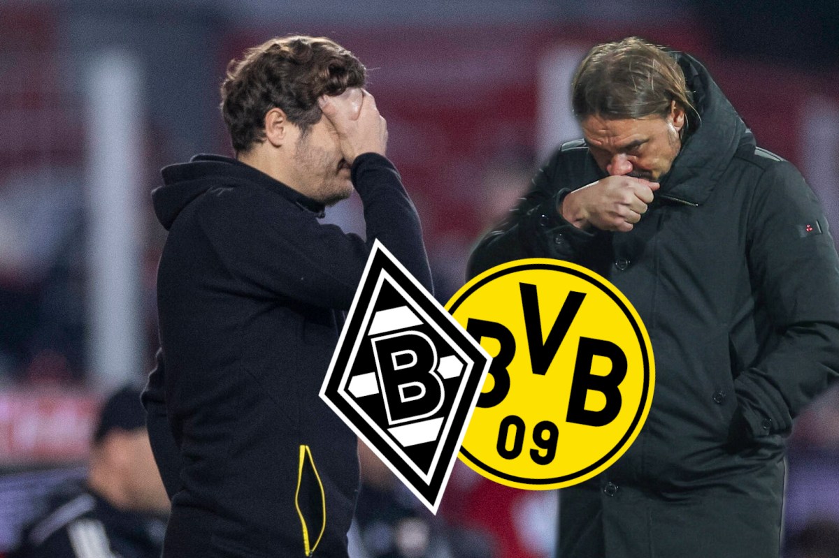 Die Trainer von Gladbach und Dortmund schauen frustriert.