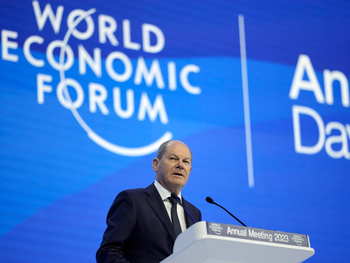 Olaf Scholz hielt eine Rede auf dem Weltwirtschaftsforum in Davos. So äußerte er sich zu Lieferungen von Leopard-Panzern.