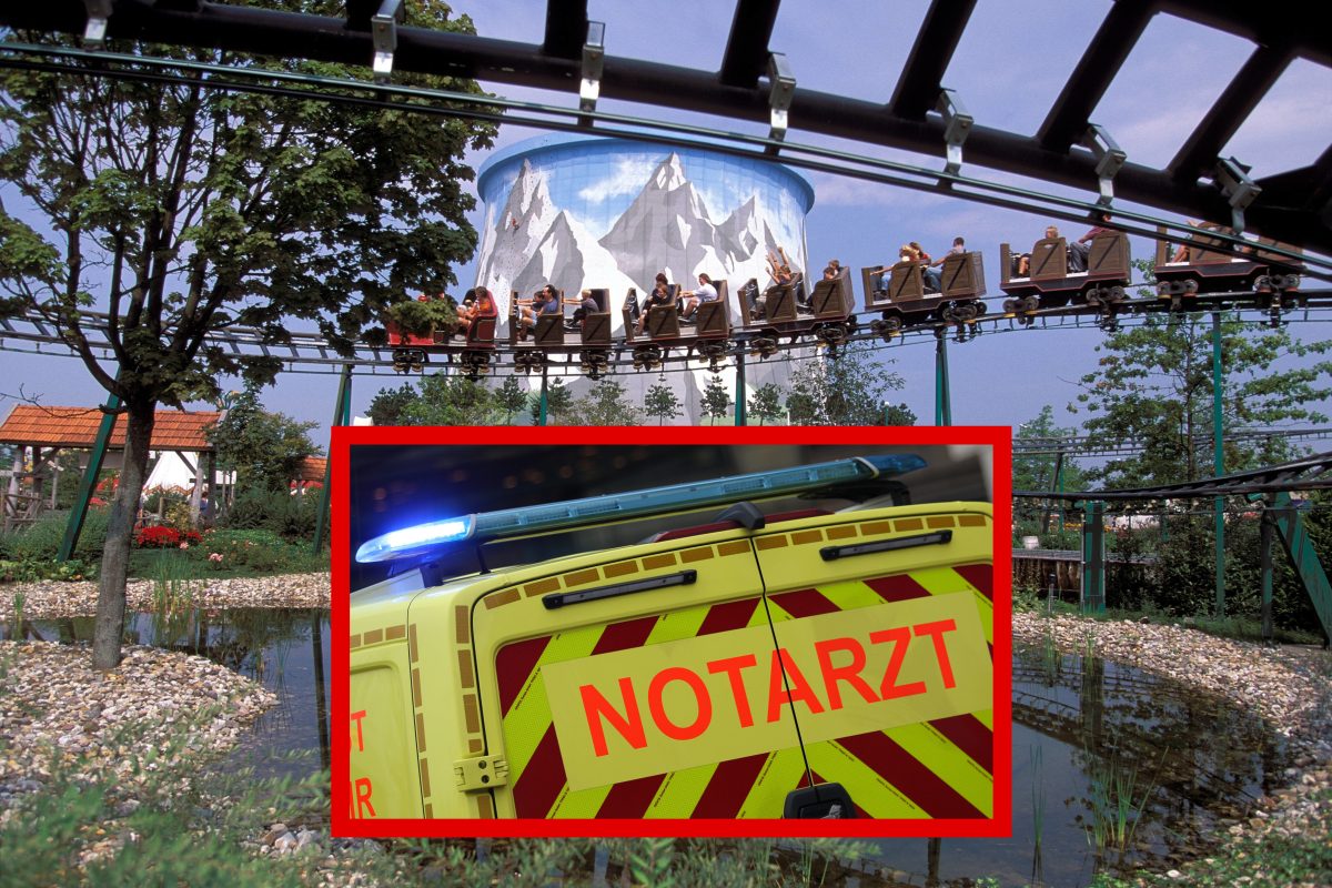 Kernwasser Wunderland Achterbahn und Notarzt-Symbolbild