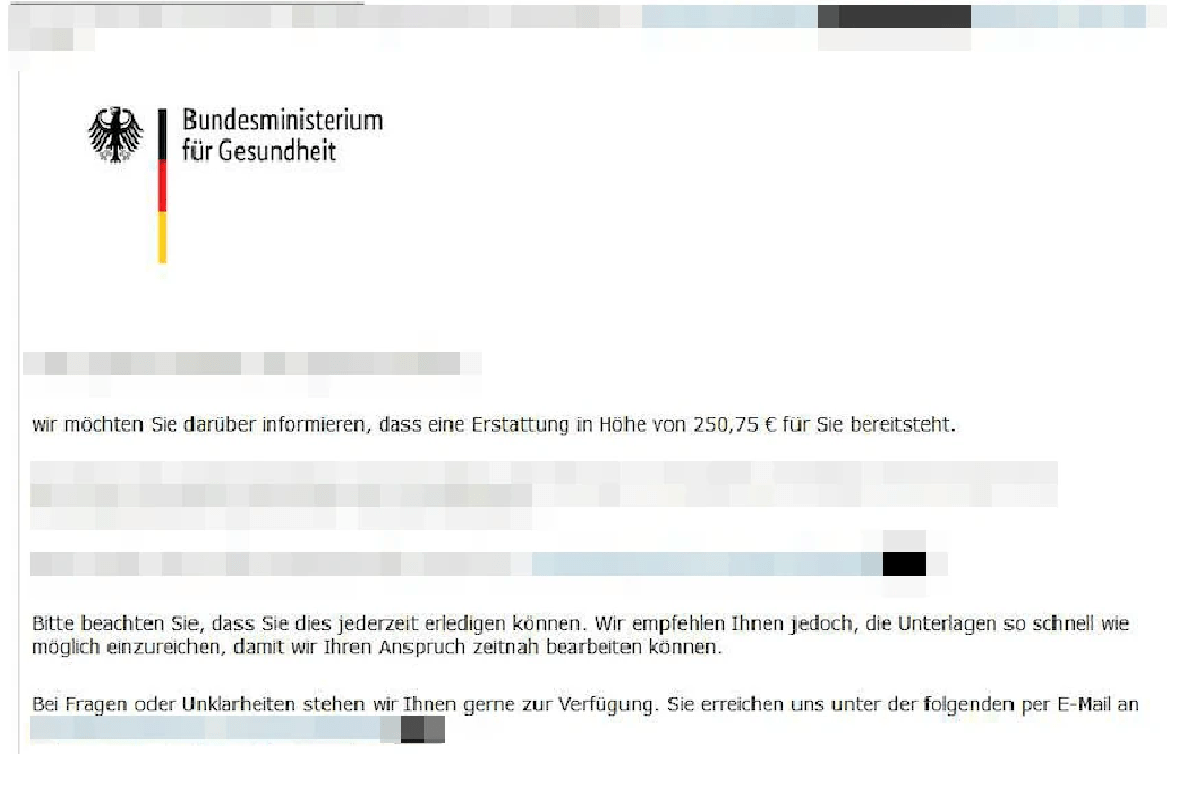 Mail angeblich vom Gesundheitsministerium