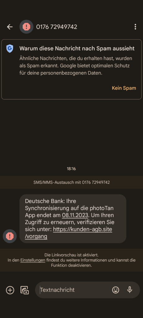 SMS Deutsche Bank