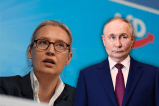Bildmontage von Alice Weidel und Wladimir Putin.